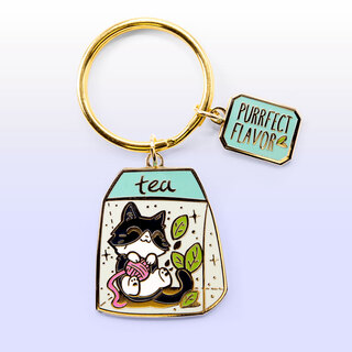 Keychain Purrfect Flavor Tea (Tuxedo Cat)