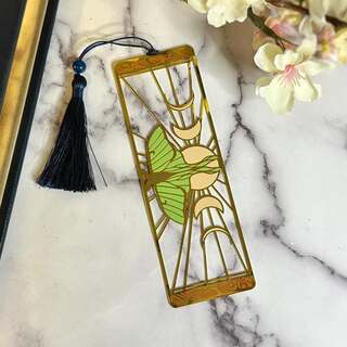 Lunar Moth Metal Bookmark