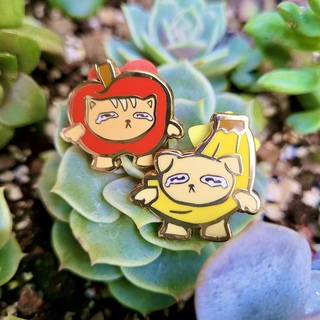 Apple Cat and Banana Dog Pin