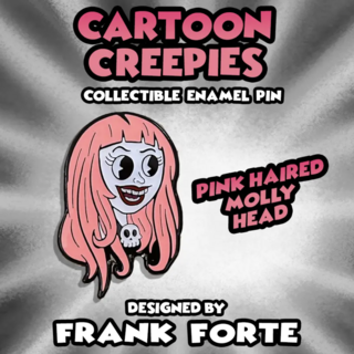 Cartoon Creepies-Pink Haired Molly Head-1.5" Hard Enamel pin