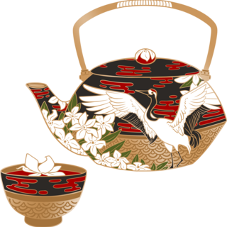 Jasmine (Crane) Tea Set Pins (Cup + Pot)
