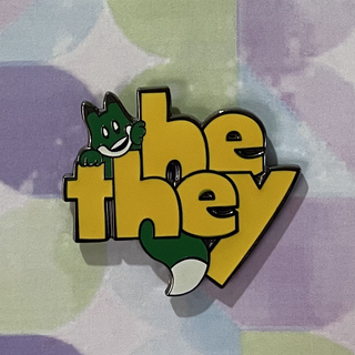 He/They Foxy Pronoun Pin