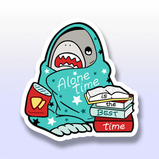 Vinyl Sticker Alone Time Is The Best Time Shark