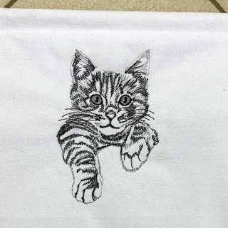 Black and Grey Tabby on white pin banner