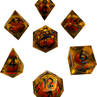 Orange/Black Floating-Eye Dice Set