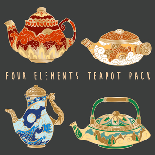 Four Elements Teapot Enamel Pin Set