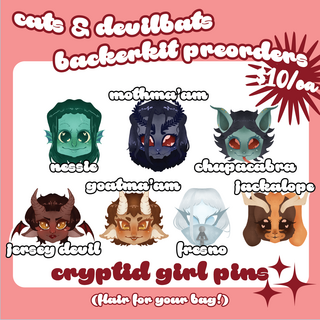 1.5" Cryptid Monster Girl Acrylic Pins