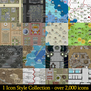 Collection of Icons Sets in 1 Style (Classic or Isometric World/Kingdom, Batlemat, or Settlement)