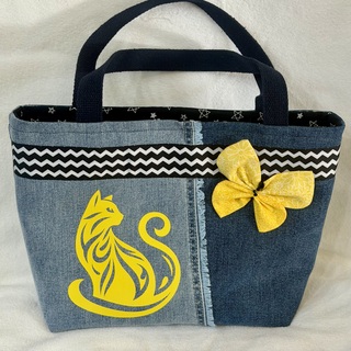 Denim and Yellow Cats tote bag