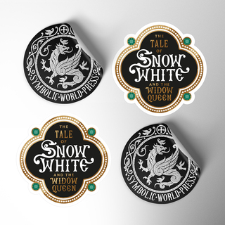 Stickers: Symbolic World Press Logo Vinyl and Snow White Quatrefoil Die Cut Vinyl