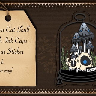 Broken Cat Skull with InkCaps Clear Sticker