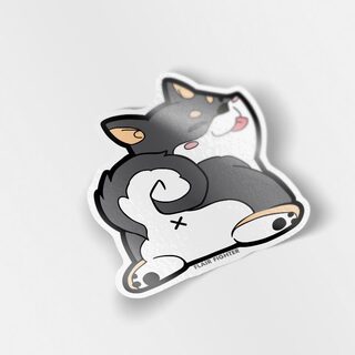 Vinyl Sticker Black & Tan Shiba Inu Sploot