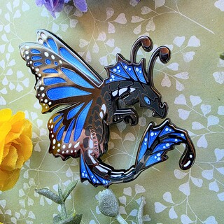 Blue Morpho Fae Dragon Pin