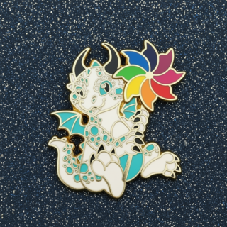 Blue Pinwheel Dragon Enamel Pin