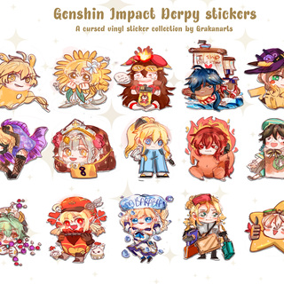 Genshin Impact Derpy Vinyl Stickers Part 1
