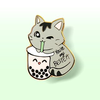 Enamel Pin You're My Bestea Boba Cat