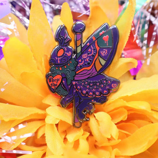 They/she Mothman pronouns cryptid carousel enamel pin