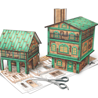 Digital Papercraft Town - Steampunk Suburbs