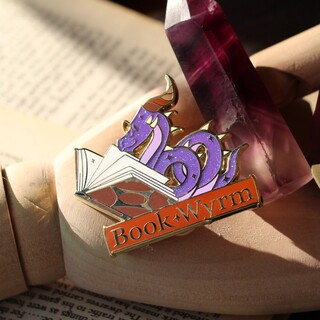 book wyrm v2 enamel pin