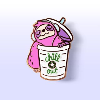 Enamel Pin Chill Out Sloth Coffee