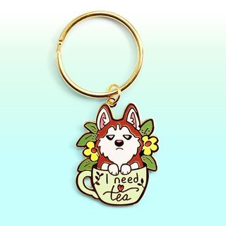 Keychain "I Need Tea" Husky