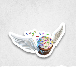 Flying Cupcake Vinyl Sticker