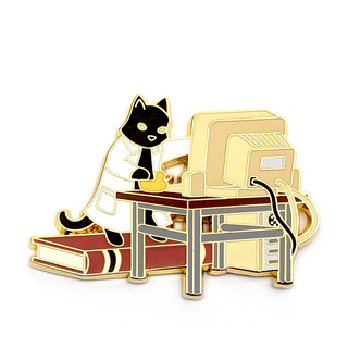 Retro Computer Science Cat Pin