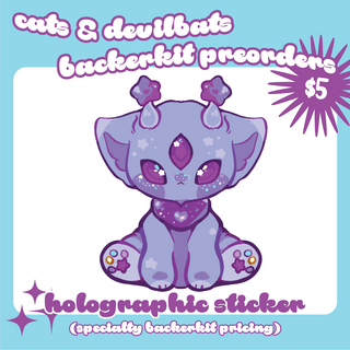 Purple Alien Holographic Sticker