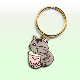 Keychain You're My Bestea Boba Cat