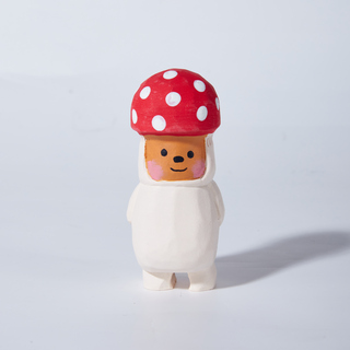 Muka Carved Wooden Man in Dotty Mushroom