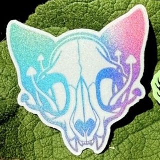 Cat Skull Holographic sticker