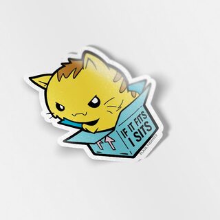 Vinyl Sticker If It Fits I Sits Cat