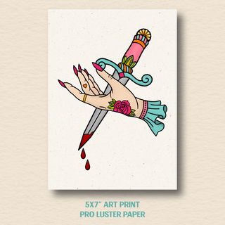 Hand & Dagger Art Print - Light - 5"x7"