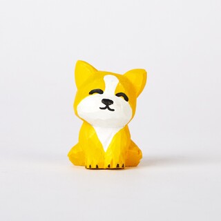 Dovo Carved Wooden Yellow Dog with a Big Smile