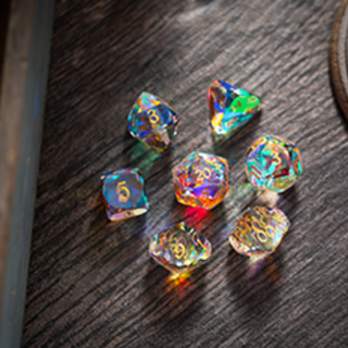 Dwarf Cut Dichroic Glass Dice Set