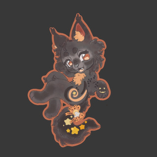 Midnight the Halloween cat floating chibi