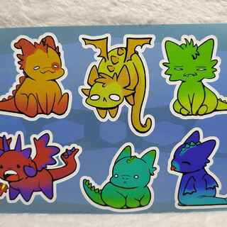Dragon cat sticker sheet