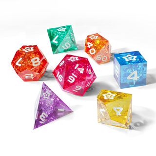 Sharp-Edged Resin Dice - Arcade Rainbow