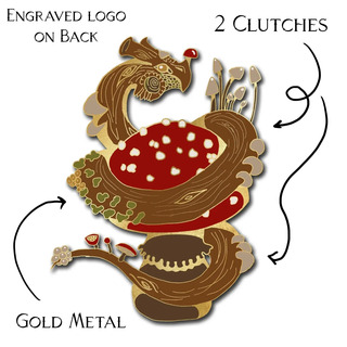 Mushroom dragon - Gilded pin
