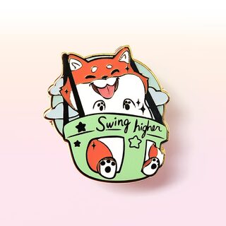 Enamel Pin Red Shiba Inu Swing Higher