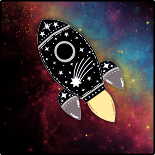 Starry Rocketship Pin