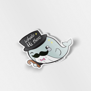 Vinyl Sticker "Whale Hi There" Gentleman Whale