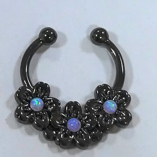 Clip-On Black Sakura Septum Ring