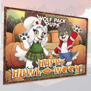 Wolf Pack Pups: Halloween Tin Sign