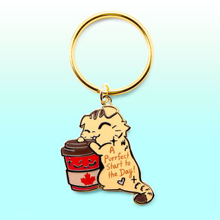 Keychain A Purrfect Start To The Day Timmies Version (Scottish Fold Cat)