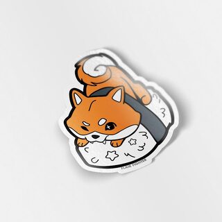 Vinyl Sticker Red Shiba Inu Sushi