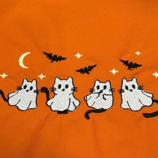 Glow in the Dark Ghost Cats on choice of color pin banner