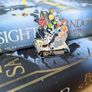 sci-fi reader enamel pin