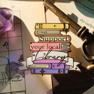 support your library enamel pin
