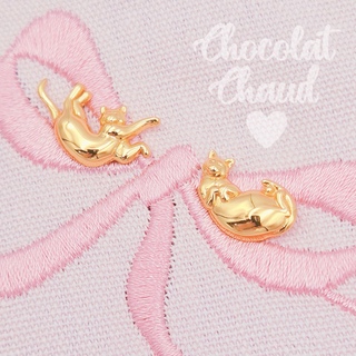 Gold Asymmetrical Cat Earrings